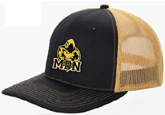 Marcos De Niza - MDN Padre Logo Black and Gold Trucker